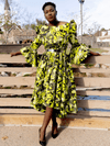 Ziffa Flare Sleeve Midi Dress