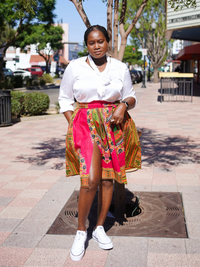 Pink Dashiki Midi Skirt